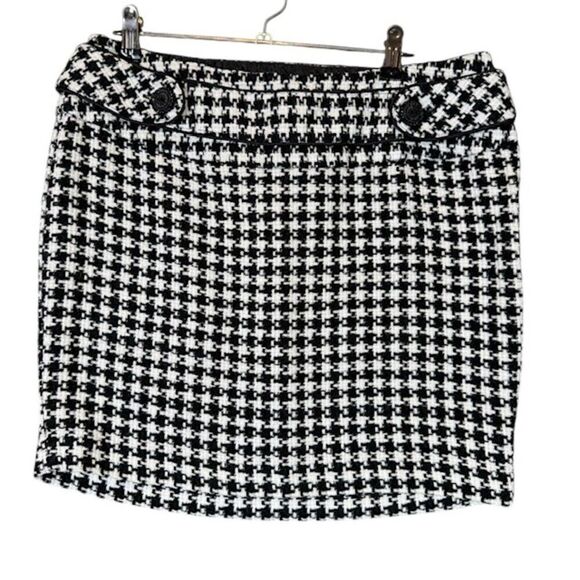 Charlotte Russe Houndstooth Knit Black and White Mini Skirt Side Zip Size 7 - Picture 1 of 11